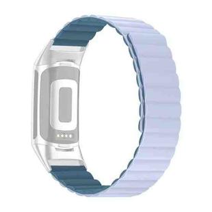 For Fitbit Charge 5 Silicone Magnetic Watch Band(Peacock Blue)