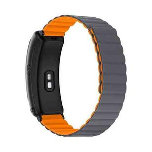 For Huawei Band B6 Silicone Magnetic Watch Band(Grey Orange)