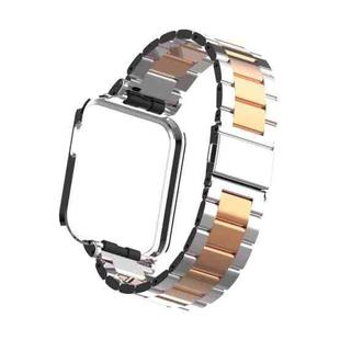 For Xiaomi Mi Watch Lite / Redmi Watch Three-Bead Metal Watchband(Silver+Rose Gold)