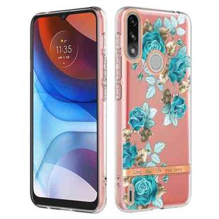 For Motorola Moto E7 Power / Moto E7i Power Flowers and Plants Series IMD TPU Phone Case(Blue Rose)