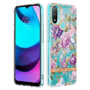 For Motorola Moto E20 / E30 / E40 Flowers and Plants Series IMD TPU Phone Case(Purple Peony)