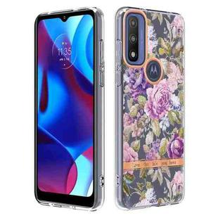 For Motorola Moto G Pure Flowers and Plants Series IMD TPU Phone Case(Purple Peony)