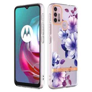 For Motorola Moto G30 / G20 / G10 / G10 Power Flowers and Plants Series IMD TPU Phone Case(Purple Begonia)