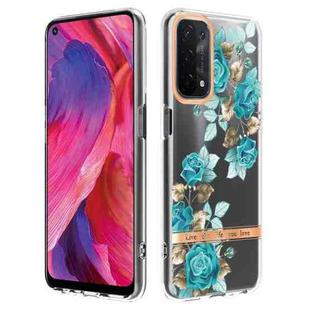 For OPPO A74 5G / A93 5G / A54 5G / A93S 5G Flowers and Plants Series IMD TPU Phone Case(Blue Rose)