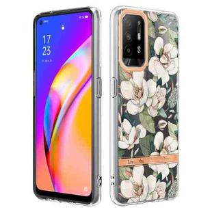 For OPPO A94 5G Flowers and Plants Series IMD TPU Phone Case(Green Gardenia)