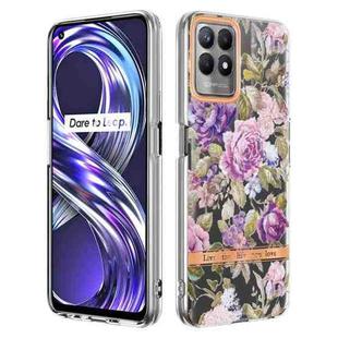 For OPPO Realme 8i Flowers and Plants Series IMD TPU Phone Case(Purple Peony)