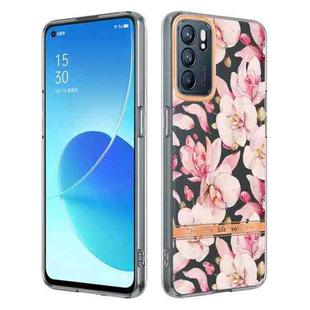 For OPPO Reno6 5G Flowers and Plants Series IMD TPU Phone Case(Pink Gardenia)