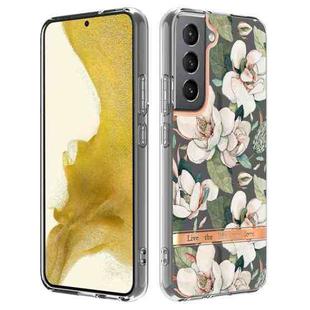 For Samsung Galaxy S22+ Flowers and Plants Series IMD TPU Phone Case(Green Gardenia)