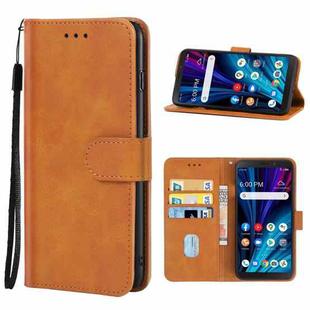 Leather Phone Case For TCL A3X(Brown)