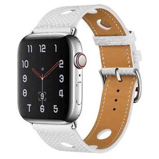 PU Silver Buckle Watch Band For Apple Watch Series 8&7 41mm / SE 2&6&SE&5&4 40mm / 3&2&1 38mm(White)