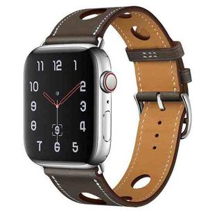 PU Silver Buckle Watch Band For Apple Watch Series 8&7 41mm / SE 2&6&SE&5&4 40mm / 3&2&1 38mm(Taupe)