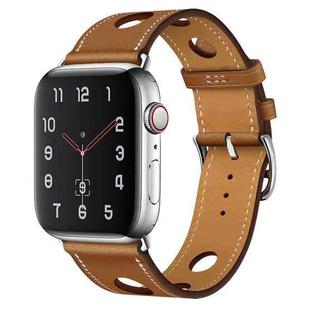 PU Silver Buckle Watch Band For Apple Watch Series 8&7 41mm / SE 2&6&SE&5&4 40mm / 3&2&1 38mm(Brown)
