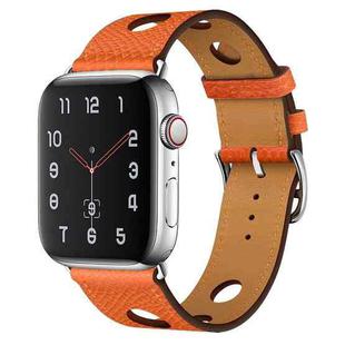 PU Silver Buckle Watch Band For Apple Watch Ultra 49mm / Series 8&7 45mm / SE 2&6&SE&5&4 44mm / 3&2&1 42mm(Orange)