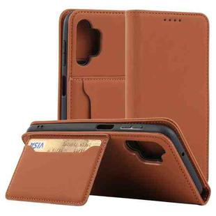 For Samsung Galaxy A13 4G Strong Magnetism Liquid Feel Leather Phone Case(Brown)