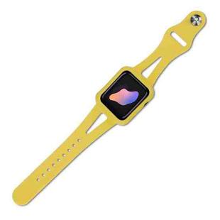 Silicone Integrated Watch Band For Apple Watch Series 8&7 45mm / SE 2&6&SE&5&4 44mm / 3&2&1 42mm(Yellow)