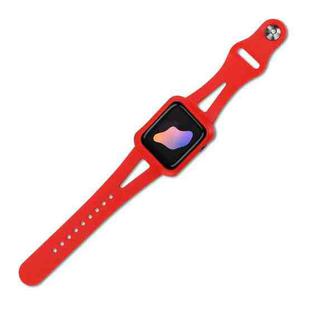 Silicone Integrated Watch Band For Apple Watch Series 8&7 45mm / SE 2&6&SE&5&4 44mm / 3&2&1 42mm(Red)