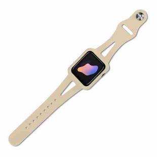 Silicone Integrated Watch Band For Apple Watch Series 8&7 45mm / SE 2&6&SE&5&4 44mm / 3&2&1 42mm(Apricot)