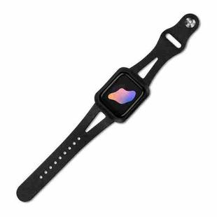 Silicone Integrated Watch Band For Apple Watch Series 8&7 45mm / SE 2&6&SE&5&4 44mm / 3&2&1 42mm(Black)