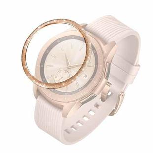 For Samsung Galaxy Watch 42mm Glitter Powder Stainless Steel Bezel Ring(Rose Gold)