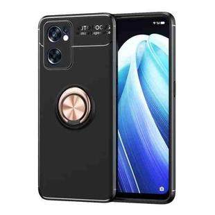 For OPPO Reno7 SE 5G Ring Holder 360 Degree Rotating TPU Case(Black Rose Gold)