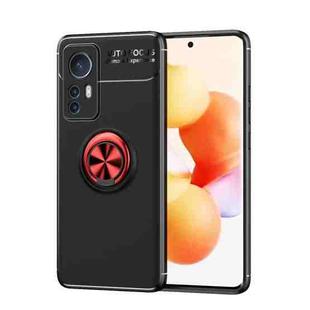 For Xiaomi 12 Ring Holder 360 Degree Rotating TPU Case(Black Red)