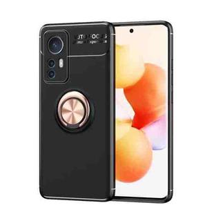 For Xiaomi 12 Ring Holder 360 Degree Rotating TPU Case(Black Rose Gold)