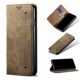 For OPPO Reno7 5G Denim Texture Casual Style Leather Phone Case(Khaki)