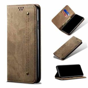 For OPPO Reno7 Pro 5G Denim Texture Casual Style Leather Phone Case(Khaki)
