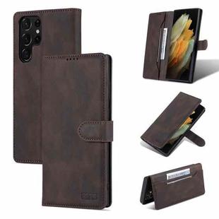 For Samsung Galaxy S22 Ultra AZNS Dream II Skin Feel PU+TPU Horizontal Flip PU Phone Case(Coffee)