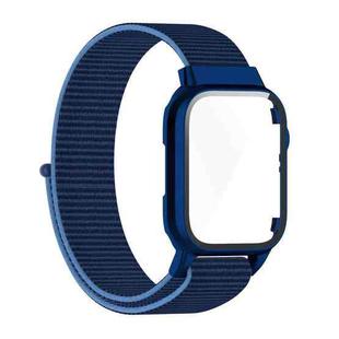 Nylon Loop Integrated Case Screen Cover Watch Band For Apple Watch Series 7 41mm(Navy Blue)