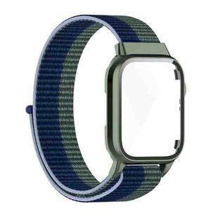 Nylon Loop Integrated Case Screen Cover Watch Band For Apple Watch Series 7 41mm(Green Blue)