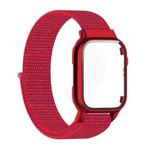 Nylon Loop Integrated Case Screen Cover Watch Band For Apple Watch Series 7 41mm(Red)