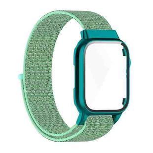 Nylon Loop Integrated Case Screen Cover Watch Band For Apple Watch Series 7 45mm(Blue Sea Green)