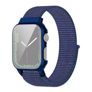 Nylon Loop Integrated Case Screen Cover Watch Band For Apple Watch Series 7 45mm(Indigo)