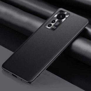 For Xiaomi 12 Pro 5G Plain Skin Leather Phone Case(Black)