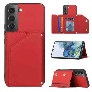 For Samsung Galaxy S22 5G Skin Feel PU + TPU + PC Phone Case with Card Slots(Red)
