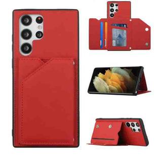 For Samsung Galaxy S22 Ultra 5G Skin Feel PU + TPU + PC Phone Case with Card Slots(Red)