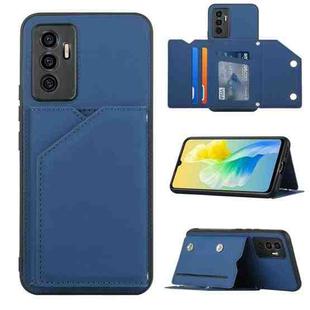 For vivo S10e / V23e Skin Feel PU + TPU + PC Phone Case with Card Slots(Blue)