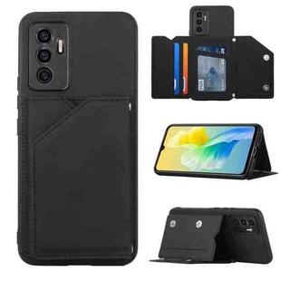 For vivo S10e / V23e Skin Feel PU + TPU + PC Phone Case with Card Slots(Black)