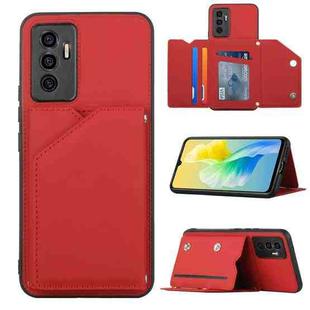 For vivo S10e / V23e Skin Feel PU + TPU + PC Phone Case with Card Slots(Red)