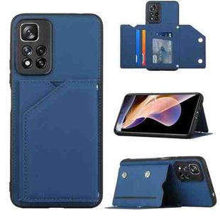 For Xiaomi Redmi Note 11 Pro Skin Feel PU + TPU + PC Phone Case with Card Slots(Blue)