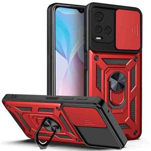 For vivo Y21s Sliding Camera Cover TPU+PC Phone Case(Red)