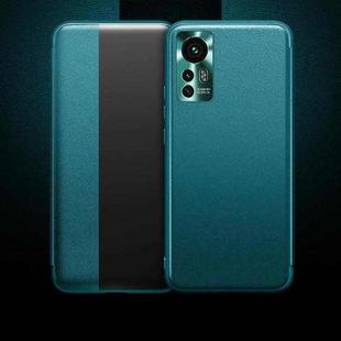 For Xiaomi 12 5G Window View Leather Phone Case(Cyan)
