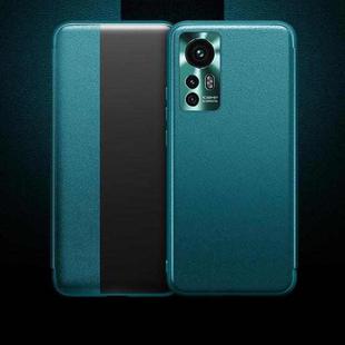 For Xiaomi 12 Pro 5G Window View Leather Phone Case(Cyan)
