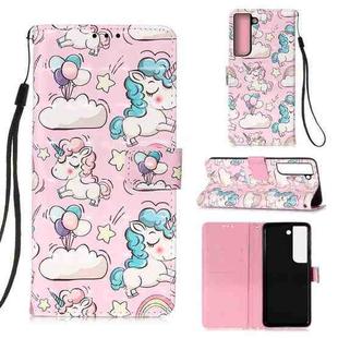 For Samsung Galaxy S22 5G 3D Painting Flip Leather Case with Holder(Pink Pony)