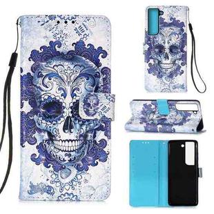 For Samsung Galaxy S22 5G 3D Painting Flip Leather Case with Holder(Cloud Skull)