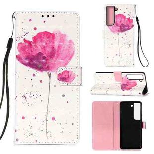 For Samsung Galaxy S22+ 5G 3D Painting Flip Leather Case with Holder(Flower)