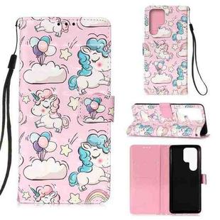 For Samsung Galaxy S22 Ultra 5G 3D Painting Flip Leather Case with Holder(Pink Pony)