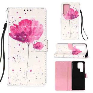 For Samsung Galaxy S22 Ultra 5G 3D Painting Flip Leather Case with Holder(Flower)