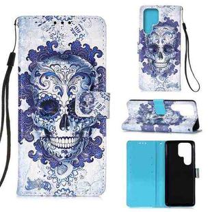 For Samsung Galaxy S22 Ultra 5G 3D Painting Flip Leather Case with Holder(Cloud Skull)